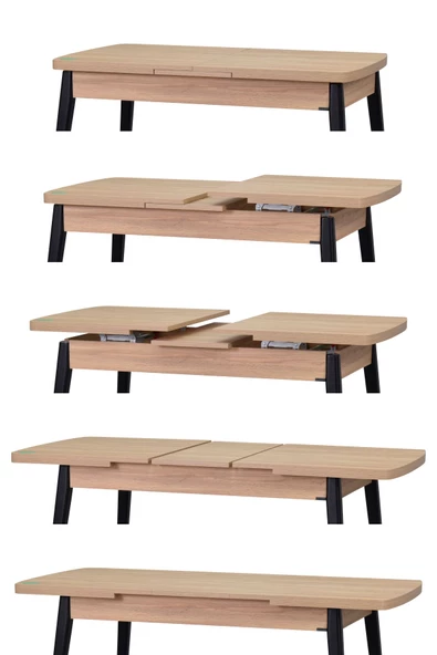 Vilinze Vilinze Avanos Ahşap Açılır Kapanır Mdf Mutfak Masası - 70X120+30 Cm - 3