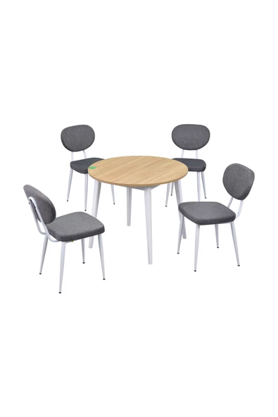 Vilinze Vilinze Deniz Sandalye Avanos Yuvarlak Ahşap Mutfak Masası Takımı - 90X90 Cm