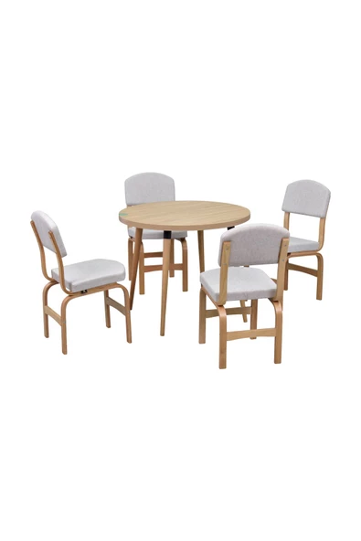 Vilinze Ege Sandalye Argos Ahşap Mdf Sabit Yuvarlak Mutfak Masası Takımı - 90X90 Cm
