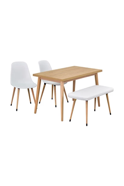 Vilinze Vilinze Eames Sandalye-Bank Avanos Ahşap Mdf Mutfak Masası Takımı - 70X120 Cm