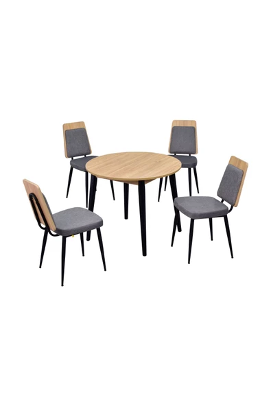 Vilinze Alp Sandalye Avanos Yuvarlak Ahşap Mutfak Masası Takımı - 90X90 Cm