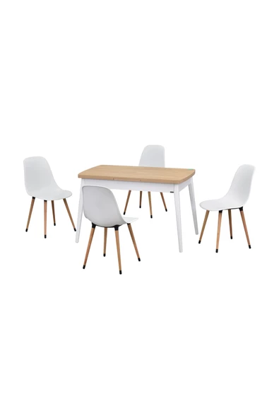 Vilinze Vilinze Eames Sandalye Avanos Ahşap Mdf Açılır Mutfak Masası Takımı - 70X120+30 Cm