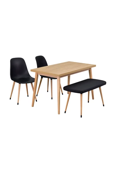 Vilinze Vilinze Eames Sandalye-Bank Avanos Ahşap Mdf Mutfak Masası Takımı - 70X120 Cm