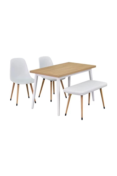 Vilinze Vilinze Eames Sandalye-Bank Avanos Ahşap Mdf Mutfak Masası Takımı - 70X120 Cm