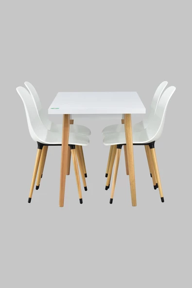 Vilinze Eames Sandalye Avanos Ahşap Mdf Mutfak Masası Takımı - 70X120 Cm - 3