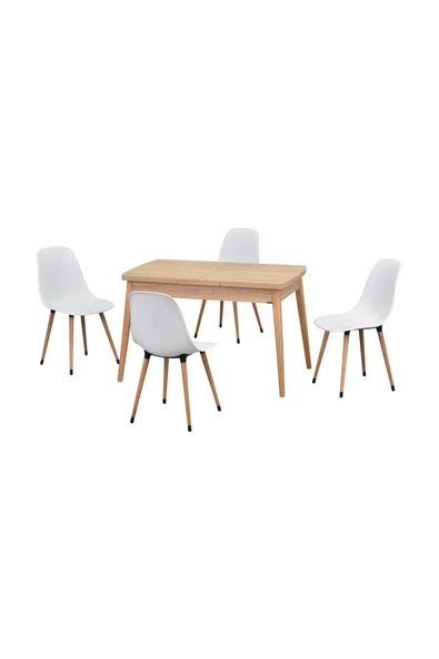Vilinze Vilinze Eames Sandalye Avanos Ahşap Mdf Açılır Mutfak Masası Takımı - 70X120+30 Cm