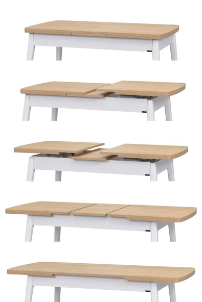 Vilinze Vilinze Eames Sandalye Avanos Ahşap Mdf Açılır Mutfak Masası Takımı - 70X120+30 Cm - 5