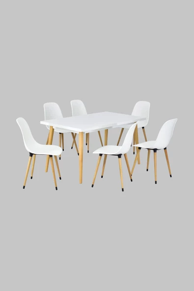 Vilinze Eames Sandalye Avanos Ahşap Mdf Mutfak Masası Takımı - 80X140 Cm