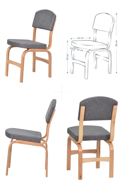 Vilinze Ege Sandalye Avanos Mdf Yuvarlak Ahşap Mutfak Masası Takımı - 90X90 Cm - 2