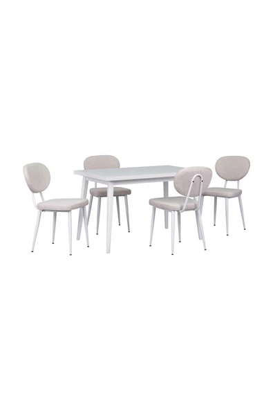 Vilinze Deniz Metal Sandalye Avanos Ahşap Mdf Mutfak Masası Takımı - 70X120 Cm