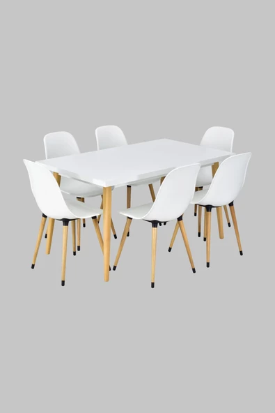 Vilinze Eames Sandalye Avanos Ahşap Mdf Mutfak Masası Takımı - 80X140 Cm - 2
