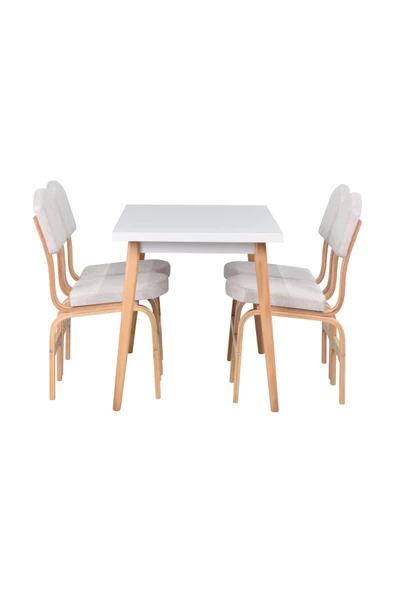 Vilinze Ege Sandalye Avanos Ahşap Mdf Mutfak Masası Takımı - 70X120 Cm - 2