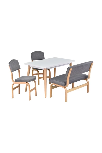 Vilinze Ege Sandalye Ve Bank Avanos Ahşap Mutfak Masası Takımı - 70X120 Cm