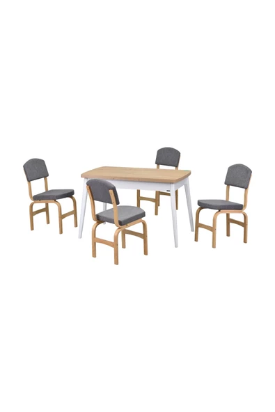 Vilinze Ege Sandalye Avanos Ahşap Mdf Açılır Mutfak Masası Takımı - 70X120+30 Cm