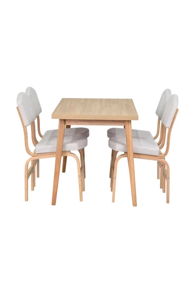 Vilinze Ege Sandalye Avanos Ahşap Mdf Mutfak Masası Takımı - 70X120 Cm - 2