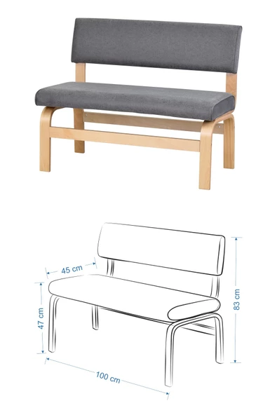 Vilinze Ege Sandalye-Bank Avanos Ahşap Mdf Açılır Mutfak Masası Takımı - 70X120+30 Cm - Resim 5