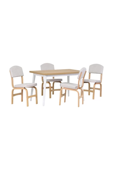 Vilinze Ege Sandalye Avanos Ahşap Mdf Mutfak Masası Takımı - 70X120 Cm