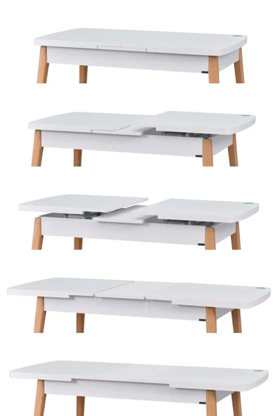 Vilinze Ege Sandalye Avanos Ahşap Mdf Açılır Mutfak Masası Takımı - 70X120+30 Cm - 5