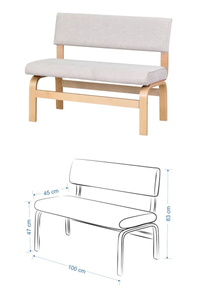 Vilinze Ege Sandalye-Bank Avanos Ahşap Mdf Açılır Mutfak Masası Takımı - 70X120+30 Cm - 5
