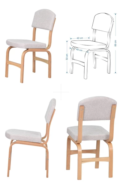Vilinze Ege Sandalye-Bank Avanos Ahşap Mdf Açılır Mutfak Masası Takımı - 70X120+30 Cm - 3