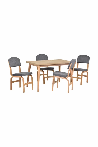 Vilinze Ege Sandalye Avanos Ahşap Mdf Mutfak Masası Takımı - 70X120 Cm