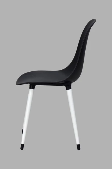 Vilinze Eames Beyaz Ahşap Ayak Plastik Siyah Sandalye - 2