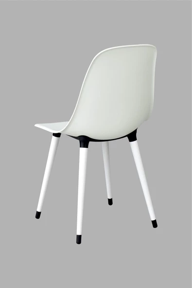 Vilinze Eames Beyaz Ahşap Ayak Plastik Beyaz Sandalye - 3