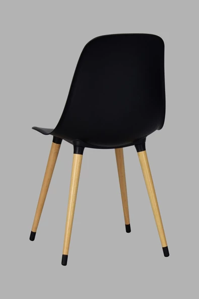 Vilinze Eames Naturel Ahşap Ayak Plastik Siyah Sandalye - 3