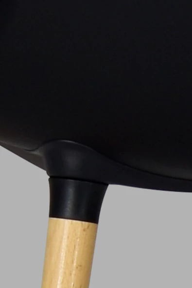 Vilinze Eames Naturel Ahşap Ayak Plastik Siyah Sandalye - 4