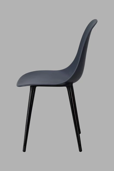 Vilinze Eames Siyah Ahşap Ayak Plastik Füme Sandalye - 3