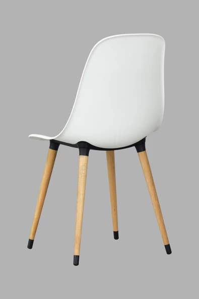 Vilinze Eames Naturel Ahşap Ayak Plastik Beyaz Sandalye - 4