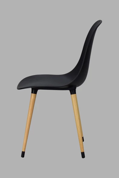 Vilinze Eames Naturel Ahşap Ayak Plastik Siyah Sandalye - 2