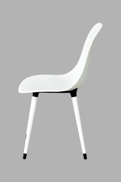 Vilinze Eames Beyaz Ahşap Ayak Plastik Beyaz Sandalye - 4