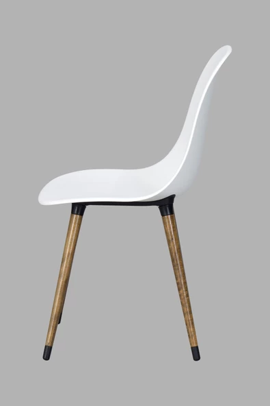 Vilinze Eames Kestane Ahşap Ayak Plastik Beyaz Sandalye - 2