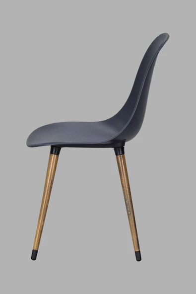 Vilinze Eames Kestane Ahşap Ayak Plastik Füme Sandalye - 2