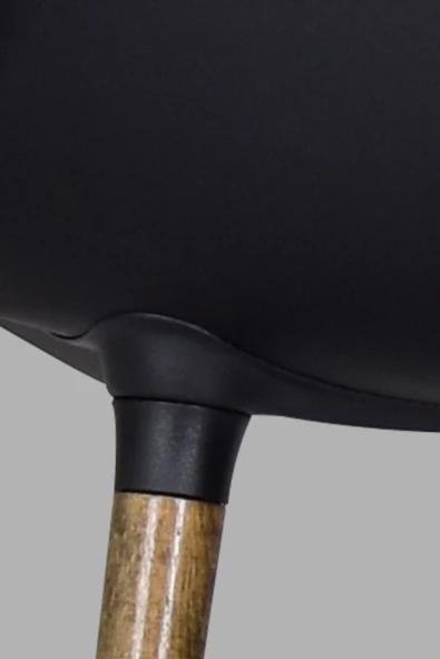 Vilinze Eames Kestane Ahşap Ayak Plastik Siyah Sandalye - 4