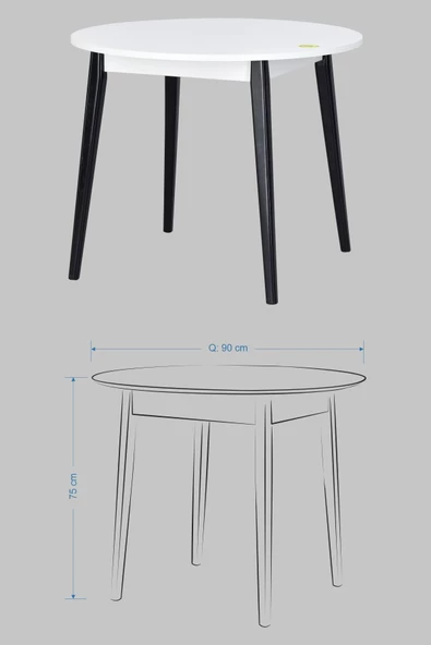 Vilinze Eames Sandalye Avanos Yuvarlak Ahşap Mutfak Masası Takımı - 90X90 Cm - 2