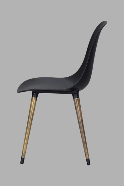 Vilinze Eames Kestane Ahşap Ayak Plastik Siyah Sandalye - 2