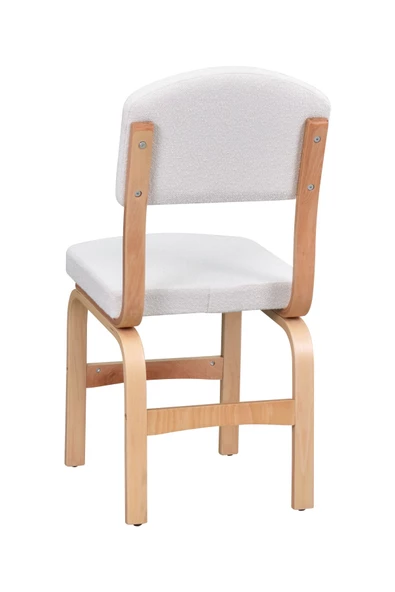 Vilinze Ege Teddy Kumaşnaturel Ayak Ahşap Sandalye - 3