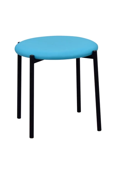 Vilinze Nil Siyah Metal Ayak Deri İstiflenebilir Mutfak-Balkon Taburesi (2 Adet) - Resim 2