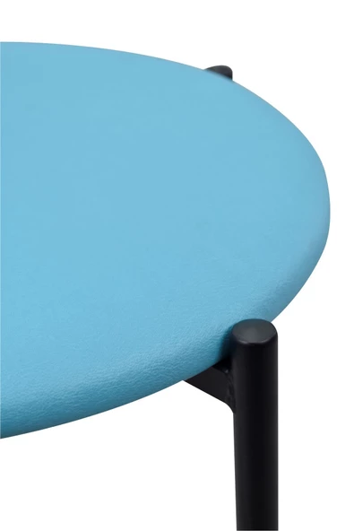 Vilinze Nil Siyah Metal Ayak Deri İstiflenebilir Mutfak-Balkon Taburesi (2 Adet) - Resim 3