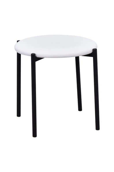 Vilinze Nil Siyah Metal Ayak Deri İstiflenebilir Mutfak-Balkon Taburesi (2 Adet) - Resim 2