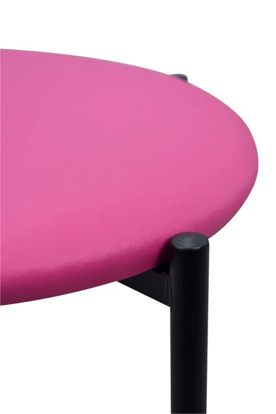 Vilinze Nil Siyah Metal Ayak Deri İstiflenebilir Mutfak-Balkon Taburesi (2 Adet) - Resim 3