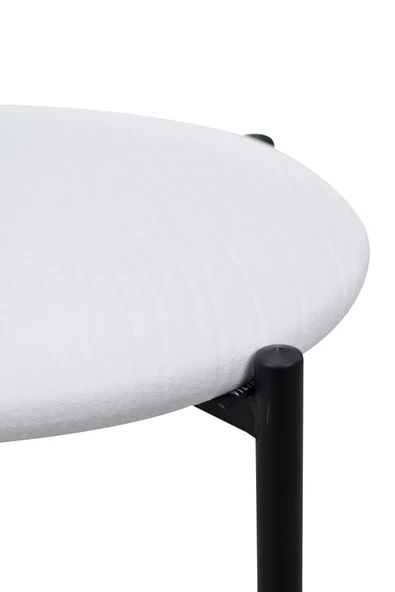 Vilinze Nil Siyah Metal Ayak Deri İstiflenebilir Mutfak-Balkon Taburesi (2 Adet) - Resim 3