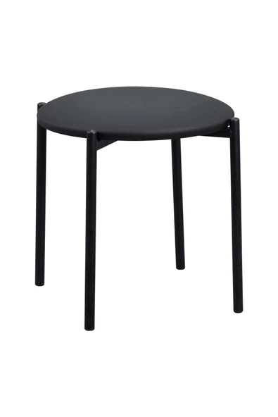 Vilinze Nil Siyah Metal Ayak Deri İstiflenebilir Mutfak-Balkon Taburesi (4 Adet) - 2