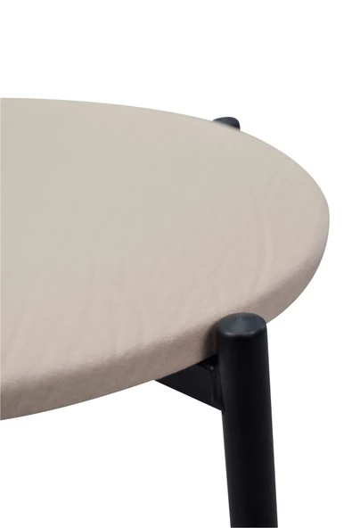 Vilinze Nil Siyah Metal Ayak Deri İstiflenebilir Mutfak-Balkon Taburesi (2 Adet) - 3