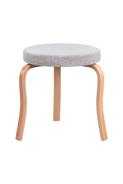 Vilinze Ege Teddy Kumaş Naturel Ahşap Ayak İstiflenebilir Mutfak-Balkon Taburesi (2 Adet) - Resim 2