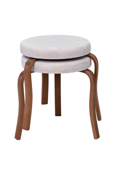 Vilinze Ege Kestane Ahşap Ayak Istiflenebilir Mutfak-Balkon Taburesi (2 Adet)