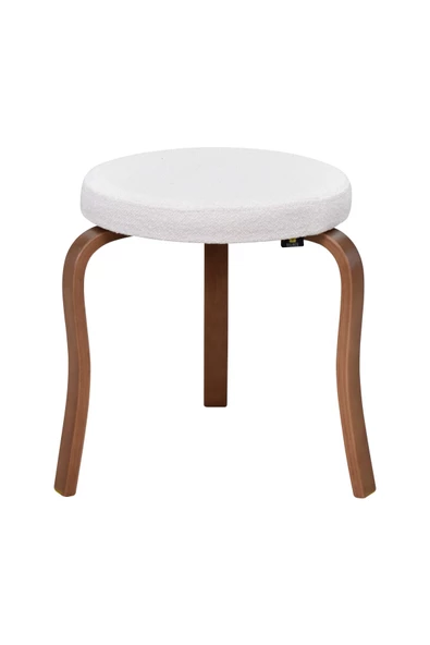 Vilinze Ege Teddy Kumaş Kestane Ahşap Ayak Istiflenebilir Mutfak-Balkon Taburesi (2 Adet) - Resim 2