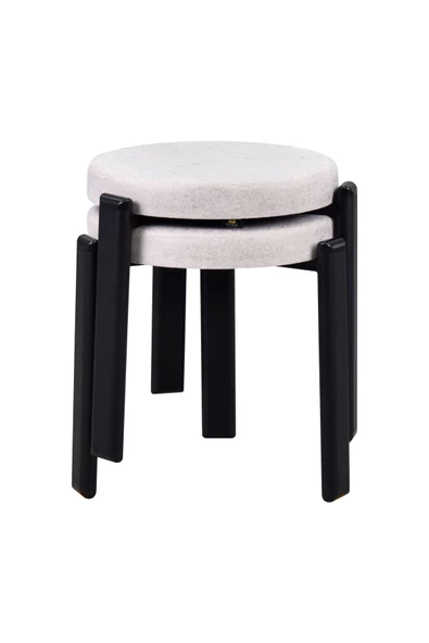 Vilinze Teras Siyah Metal Ayak İstiflenebilir Mutfak-Balkon Taburesi (2 Adet) ürün görseli